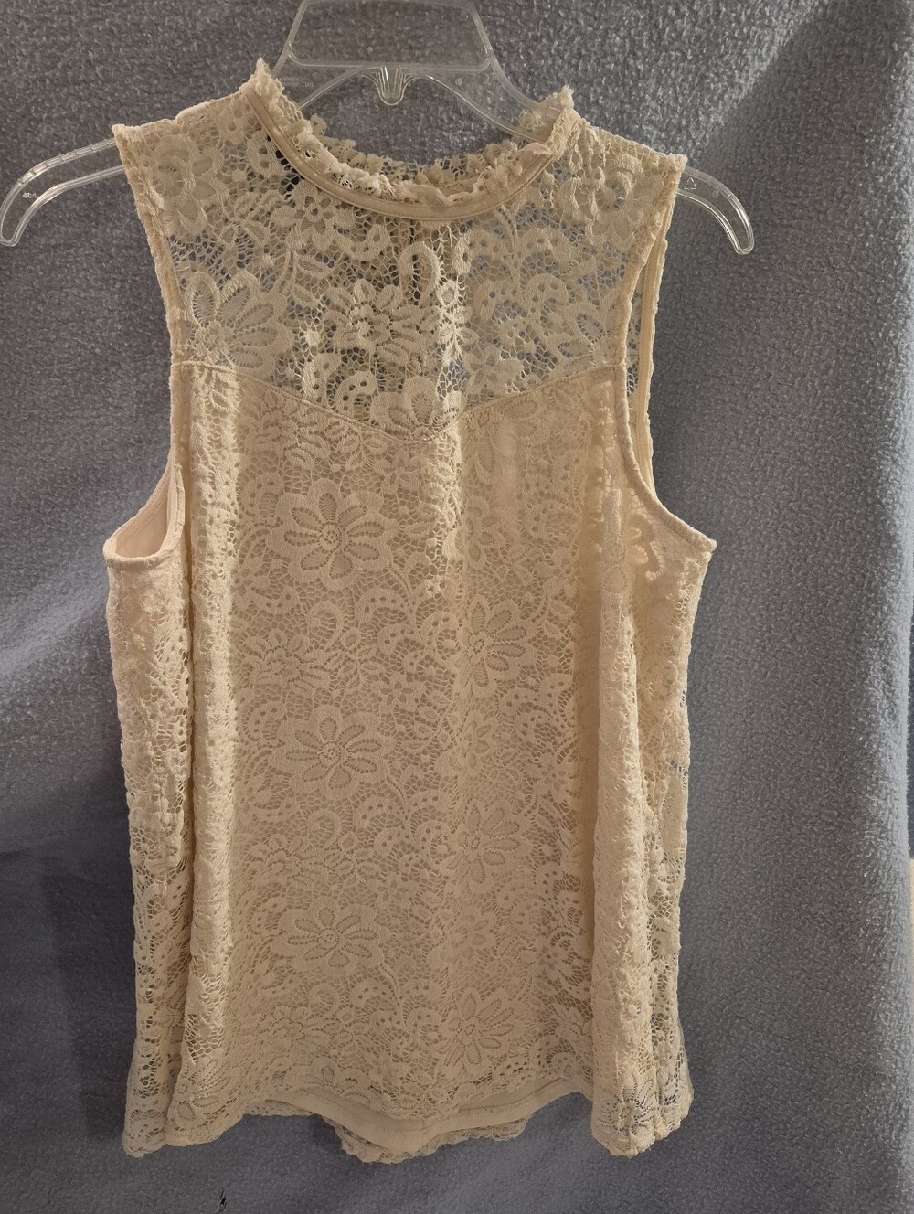High Neck Lace Overlay Blouse